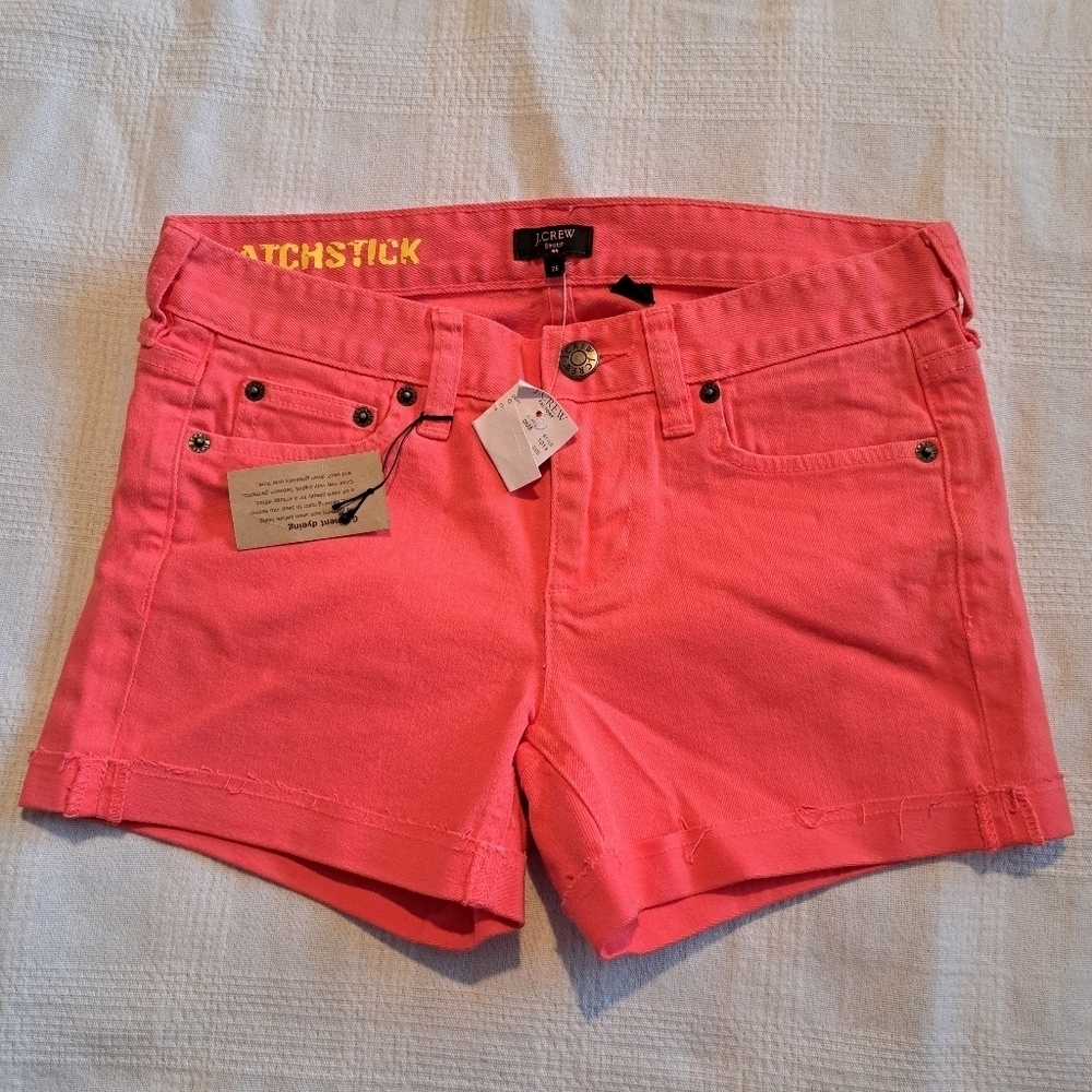J. Crew women's size 26 bright coral Matchstick stretch Shorts, New